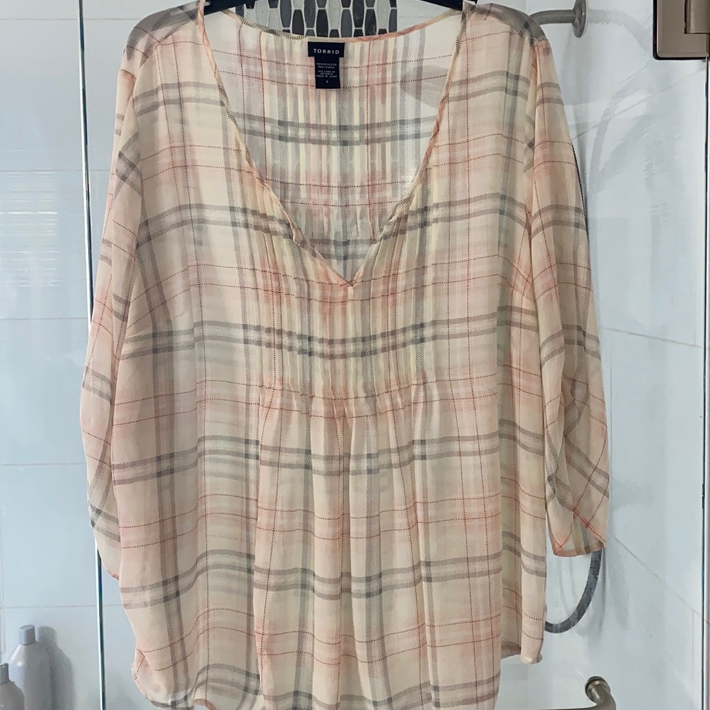 Torrid Chiffon Plaid Blouse